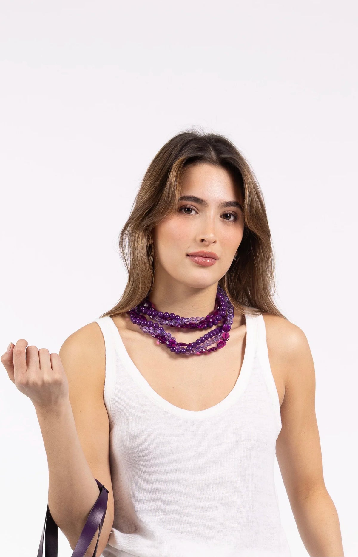 Collar Cristales Morado
